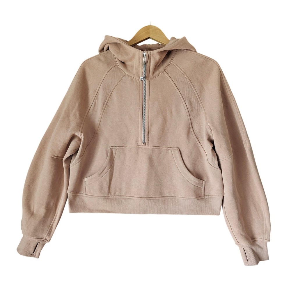 Lululemon Scuba Oversized Half-Zip Hoodie M/L Crop Pullover Sweatshirt Pink Clay